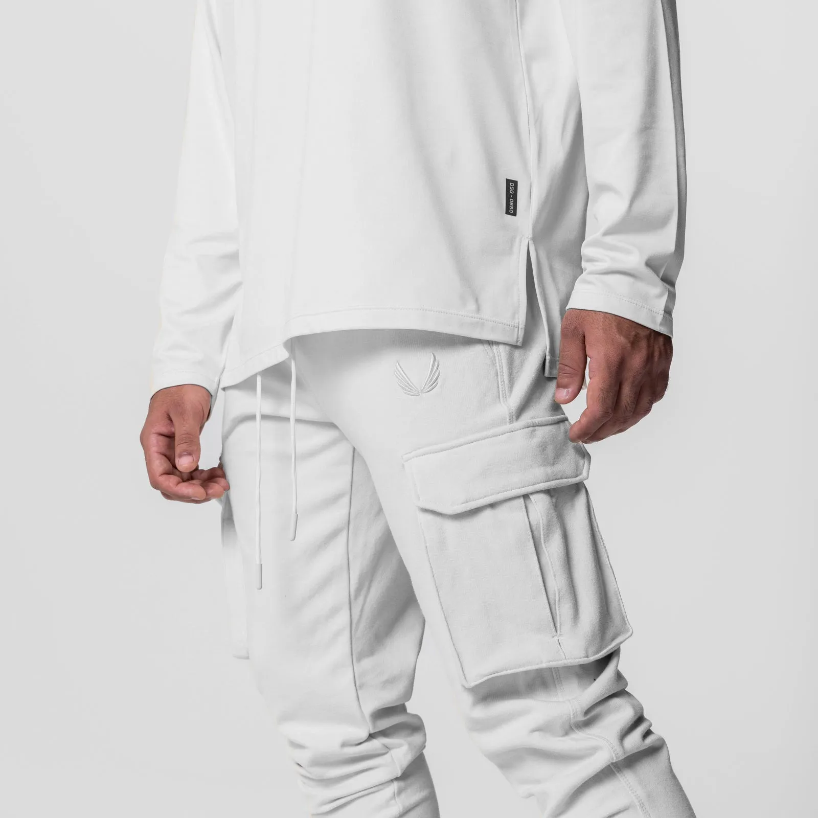 0654. Tech-Terry™ Cargo High Rib Jogger - White