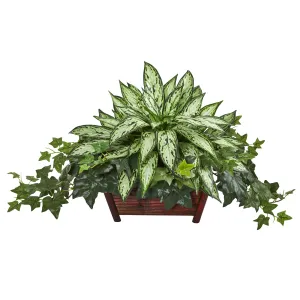 17" Artificial Silver Queen and Ivy in Decorative Planter - Low Maintenance, Life-Like & Vibrant Silk Plants For Busy People.