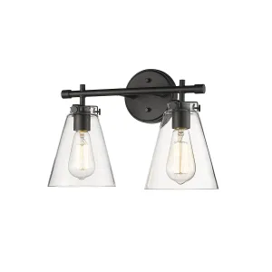 2 Lamps Aliza Vanity Light - Matte Black - Clear Glass - 16in. Wide