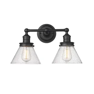 2 Lamps Eyden Vanity Light - Matte Black - Clear Seeded Glass - 18.375in. Wide