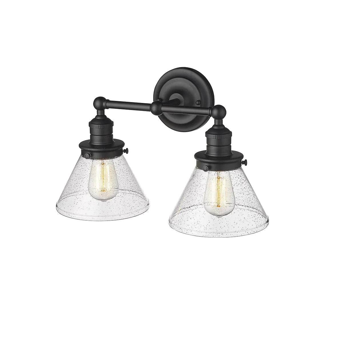 2 Lamps Eyden Vanity Light - Matte Black - Clear Seeded Glass - 18.375in. Wide