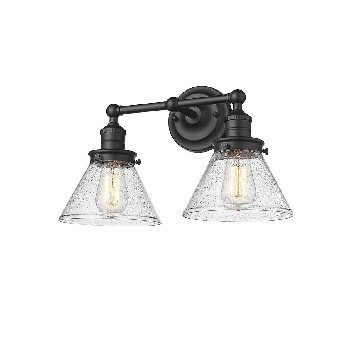 2 Lamps Eyden Vanity Light - Matte Black - Clear Seeded Glass - 18.375in. Wide