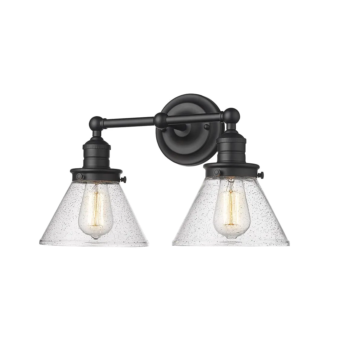 2 Lamps Eyden Vanity Light - Matte Black - Clear Seeded Glass - 18.375in. Wide