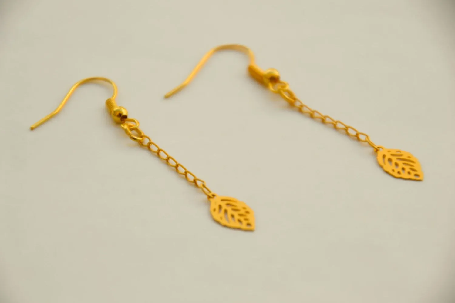 24k gold plated leaves earrings