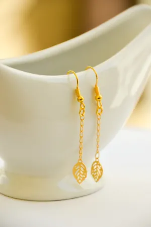 24k gold plated leaves earrings