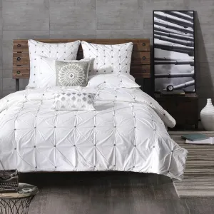 3 Piece Elastic Embroidered Cotton Comforter Set -King/Cal King II10-597 By Olliix