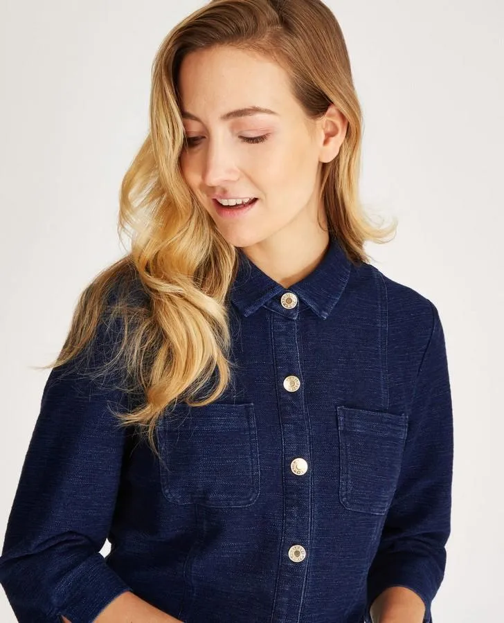 3/4 Sleeve Denim Shirt Dress