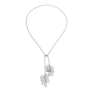 Adjustable Leaf Necklace with Imitation Pearl Tassel