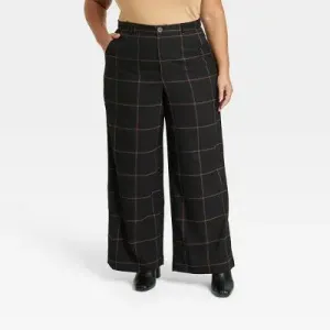 Ava & Viv Womens Plus Fit Wide Leg Trouser Pants Power Stretch