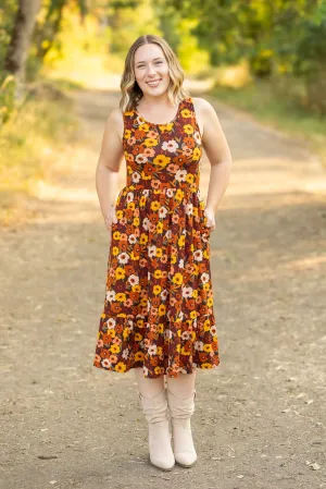 Bailey Dress - Buttery Soft Brown Fall Floral by Michelle Mae