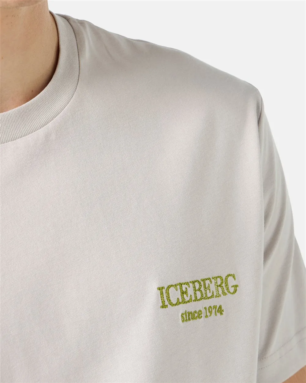 Beige crewneck sweatshirt with embroidered Iceberg logo (Desert) - I24F0266327U851