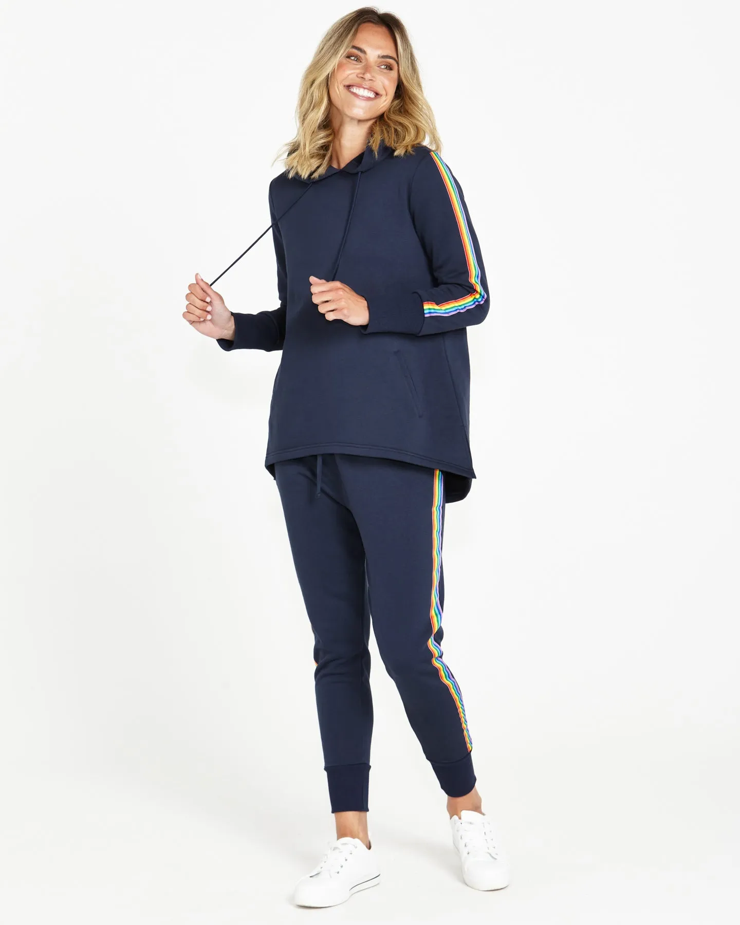 Betty Basics Huntington Stripe Jogger Dark Blue Rainbow