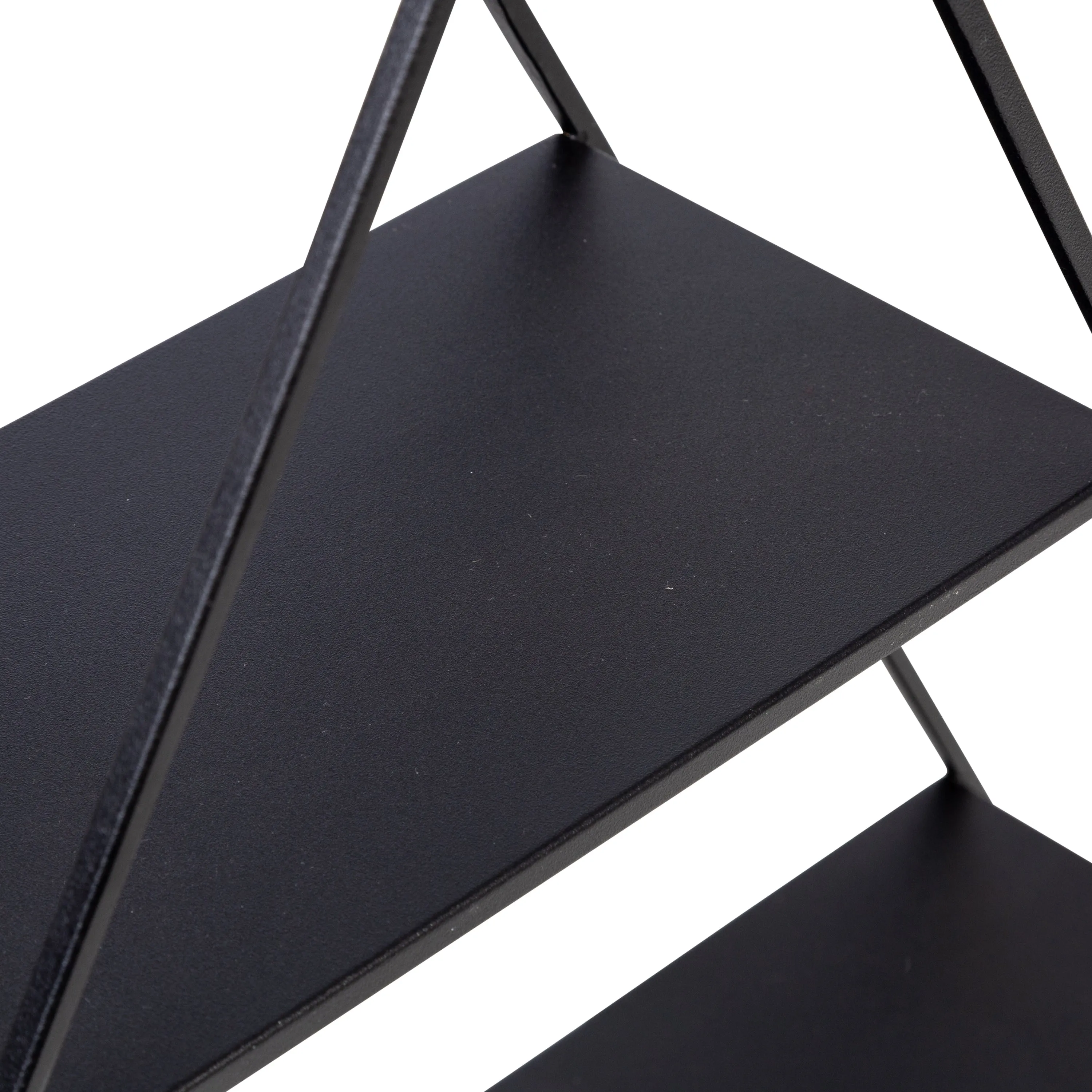 Black 3-Tier Triangle Decorative Metal Wall Shelf