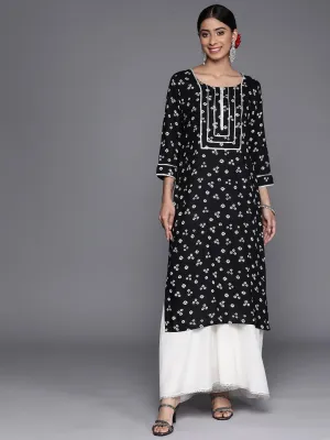 Black Yoke Design Rayon Straight Kurta