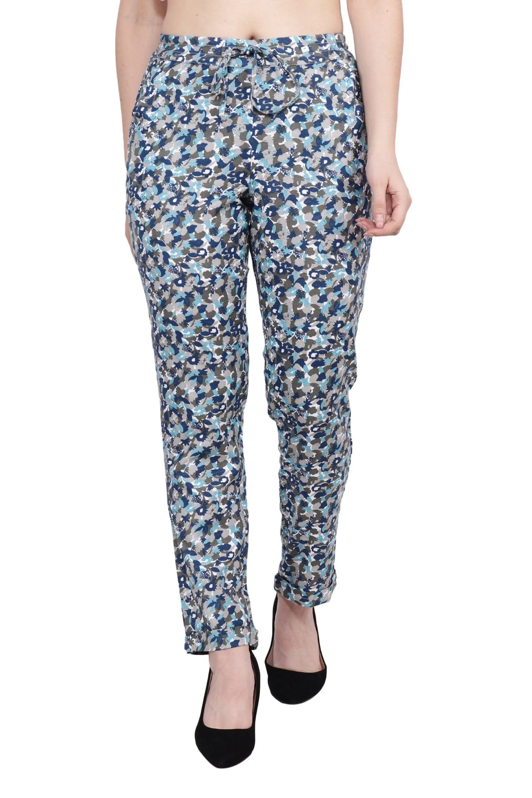 Blue & Grey Graphic Printed Pants