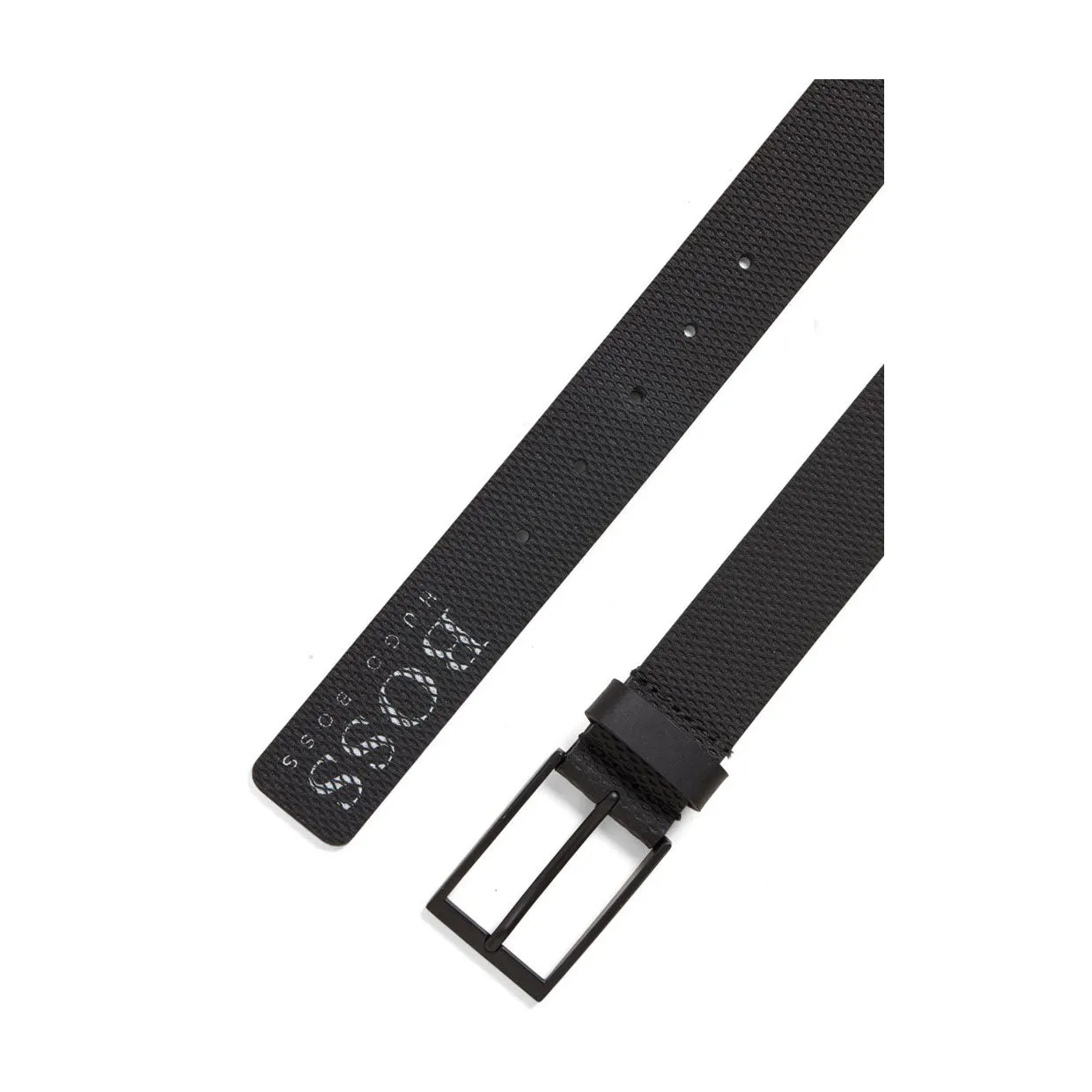 BOSS Italian-Made Belt In Structured Leather With Logo Tip