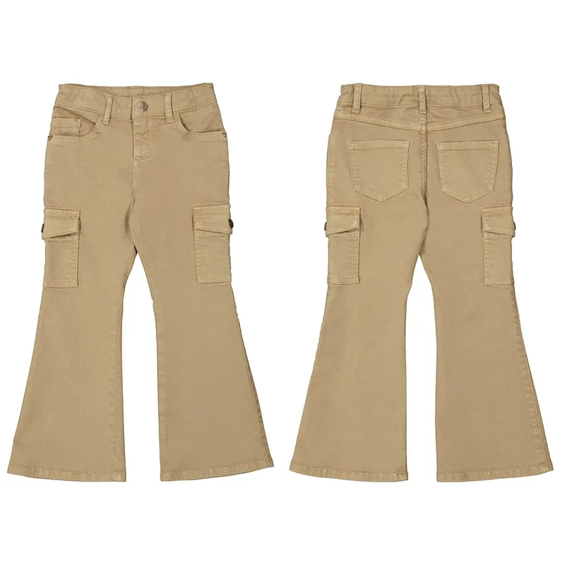 Brown Flared Cargo Pants