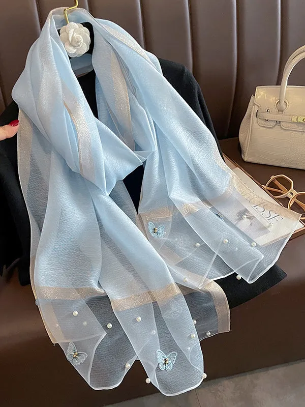 Butterfly Shape Applique Beaded Keep Warm Scarf