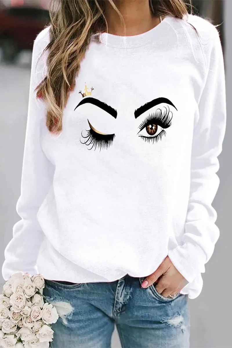 Casual Eyes Printed O Neck Tops