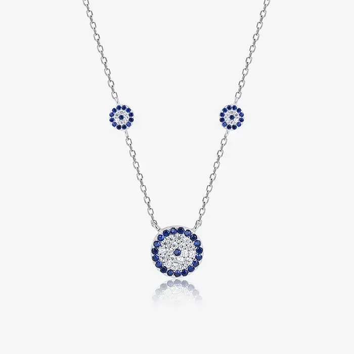 Circlular Blue Floral Necklace