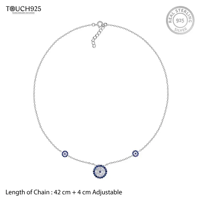 Circlular Blue Floral Necklace