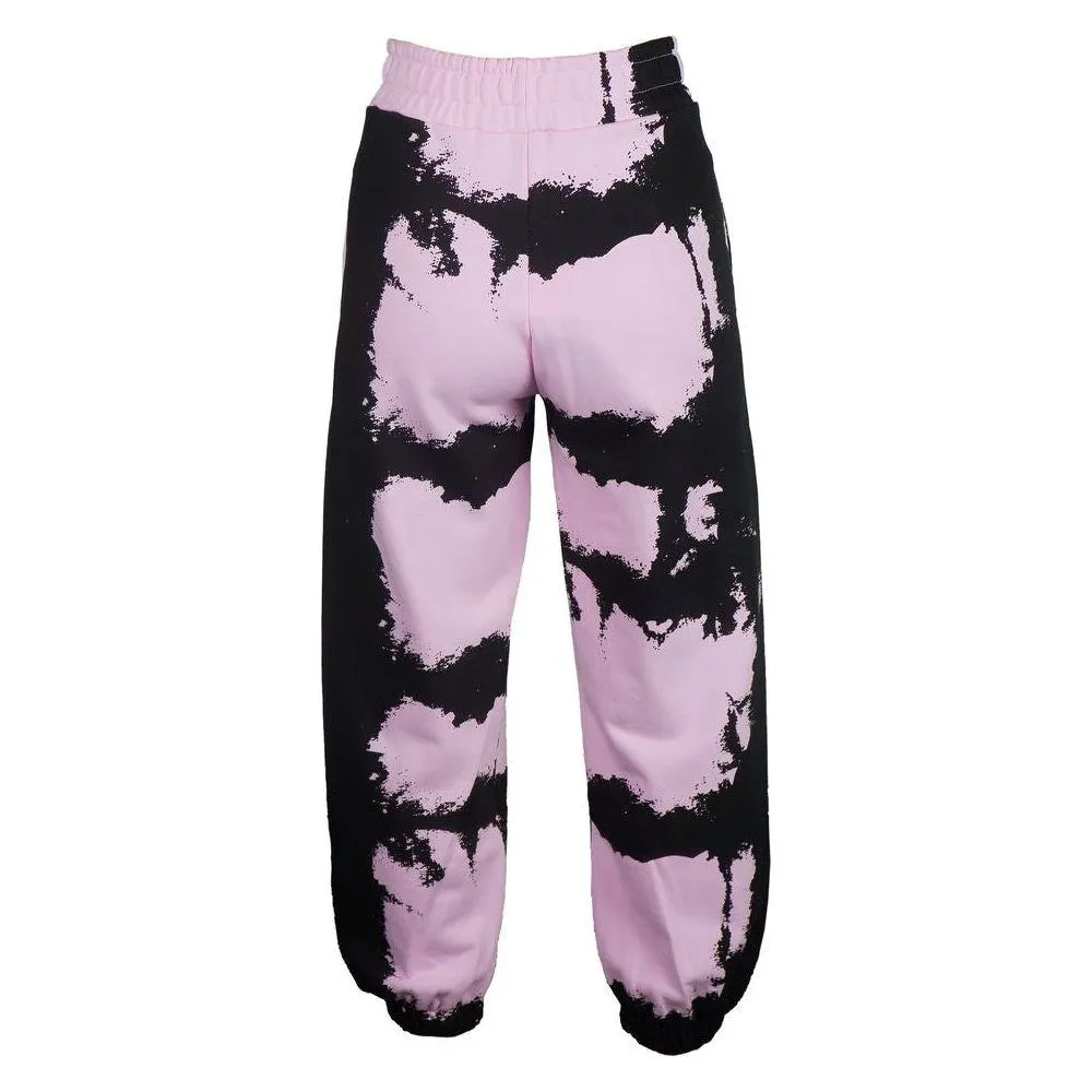 Comme Des Fuckdown Chic Pink Print Cotton Track Pants