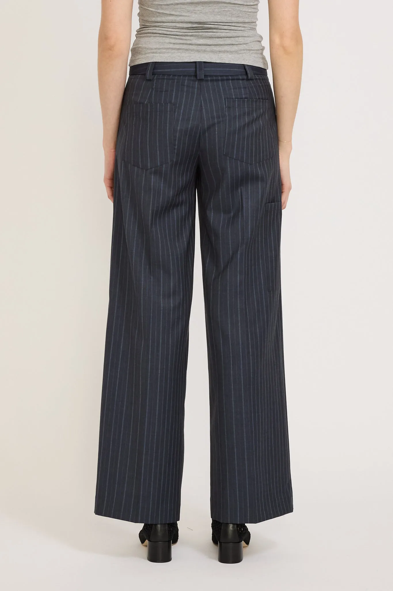 Compound Trouser Navy Stripe