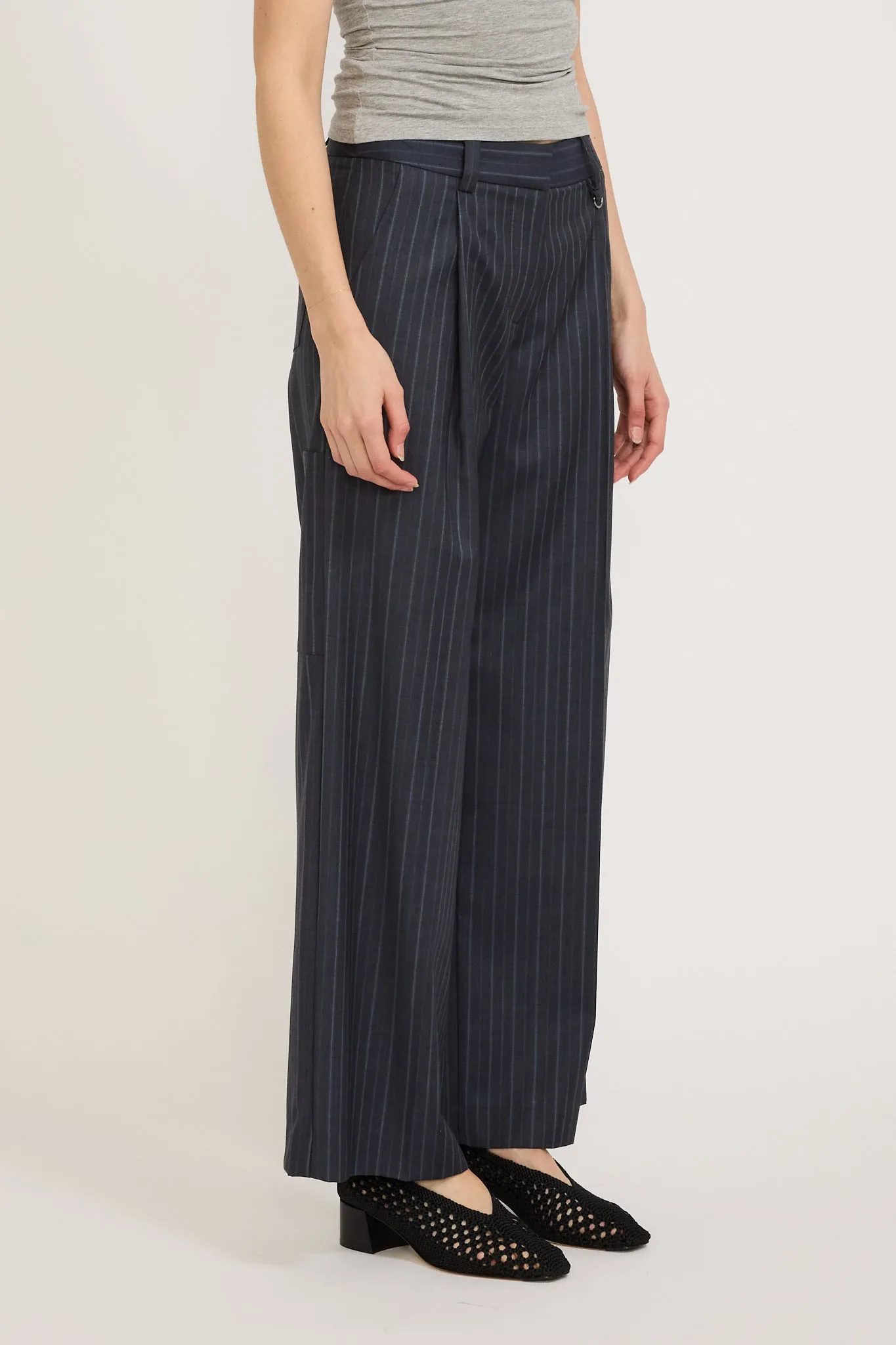 Compound Trouser Navy Stripe