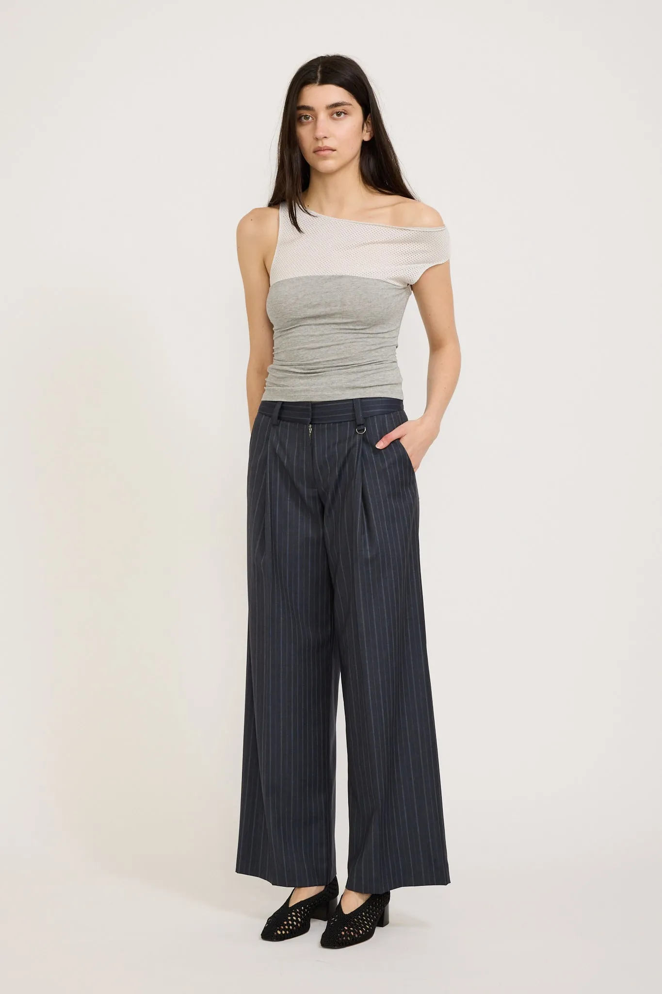 Compound Trouser Navy Stripe