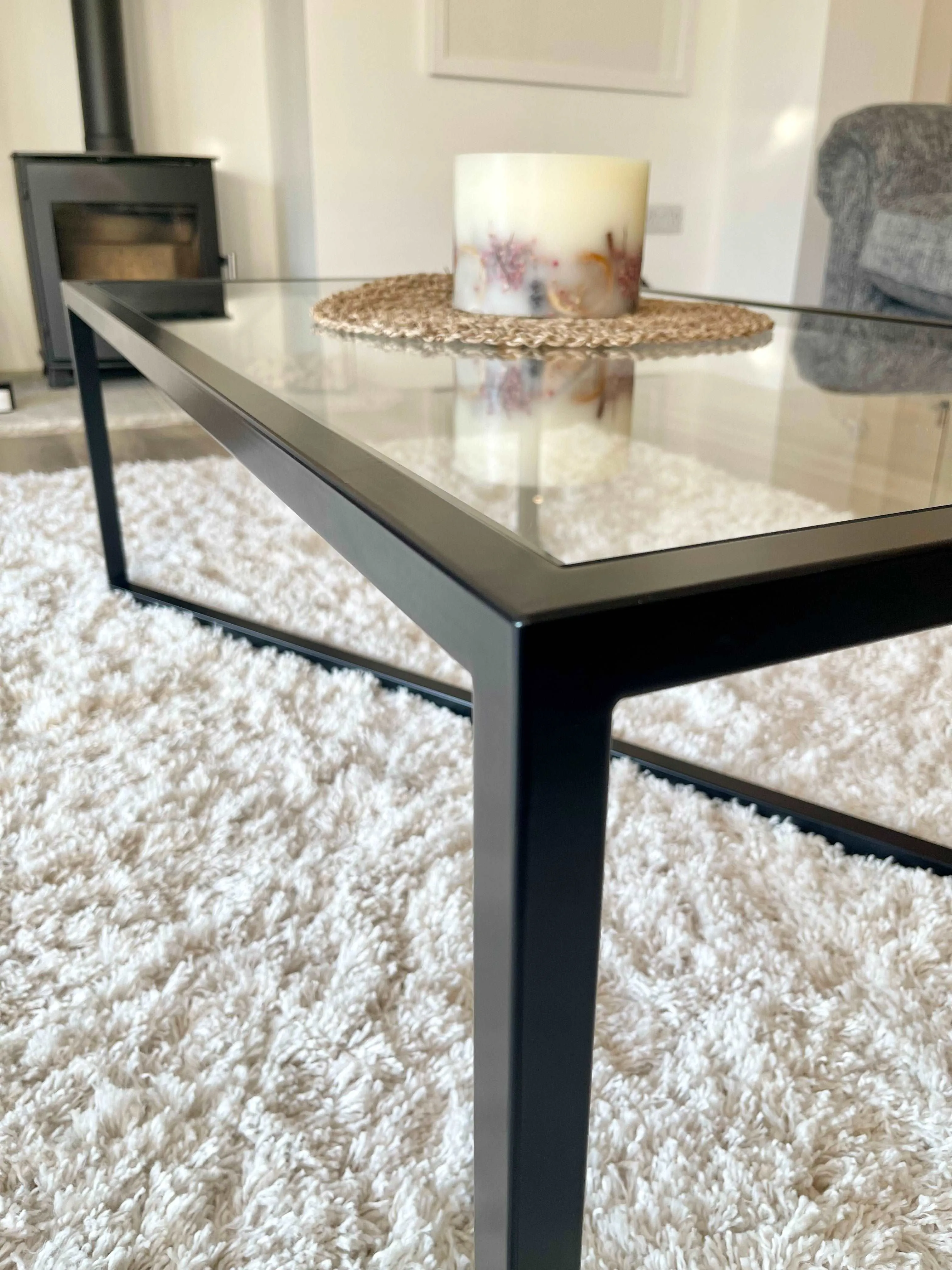 Crossley Glass Metal Coffee Table - Black