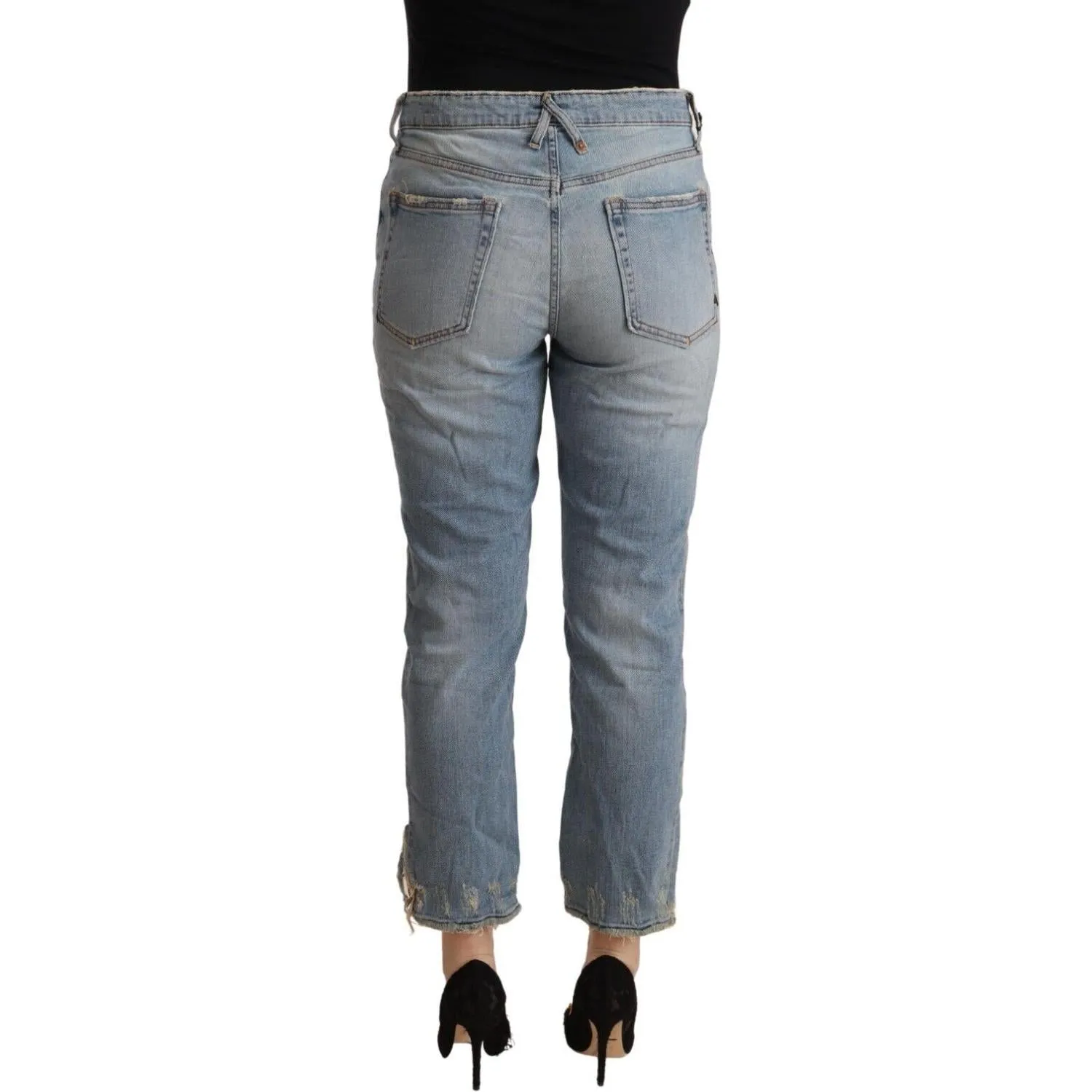 CYCLE Chic Distressed Mid Waist Cropped Denim