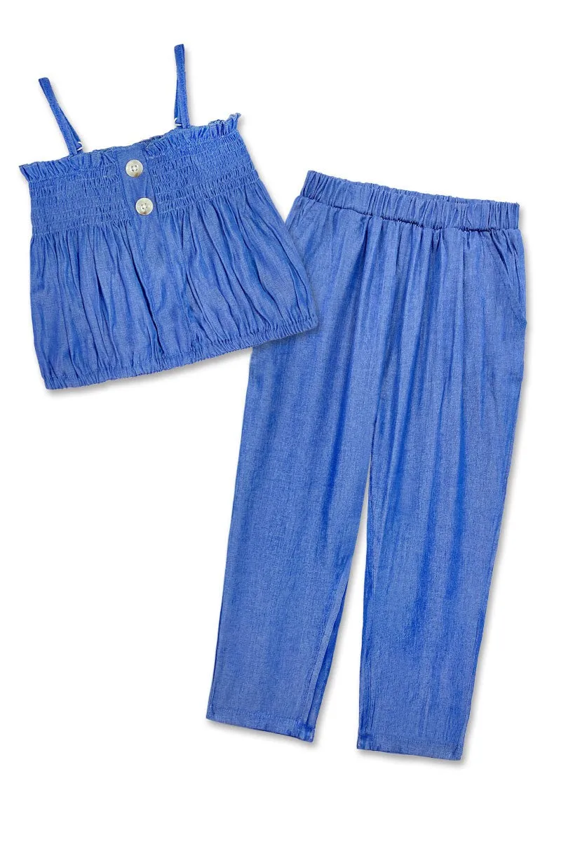 Denim Chambray Pant Set