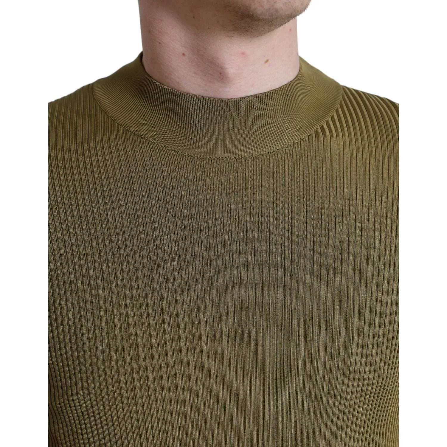 Dolce & Gabbana Army Green Viscose Crew Neck Sweater