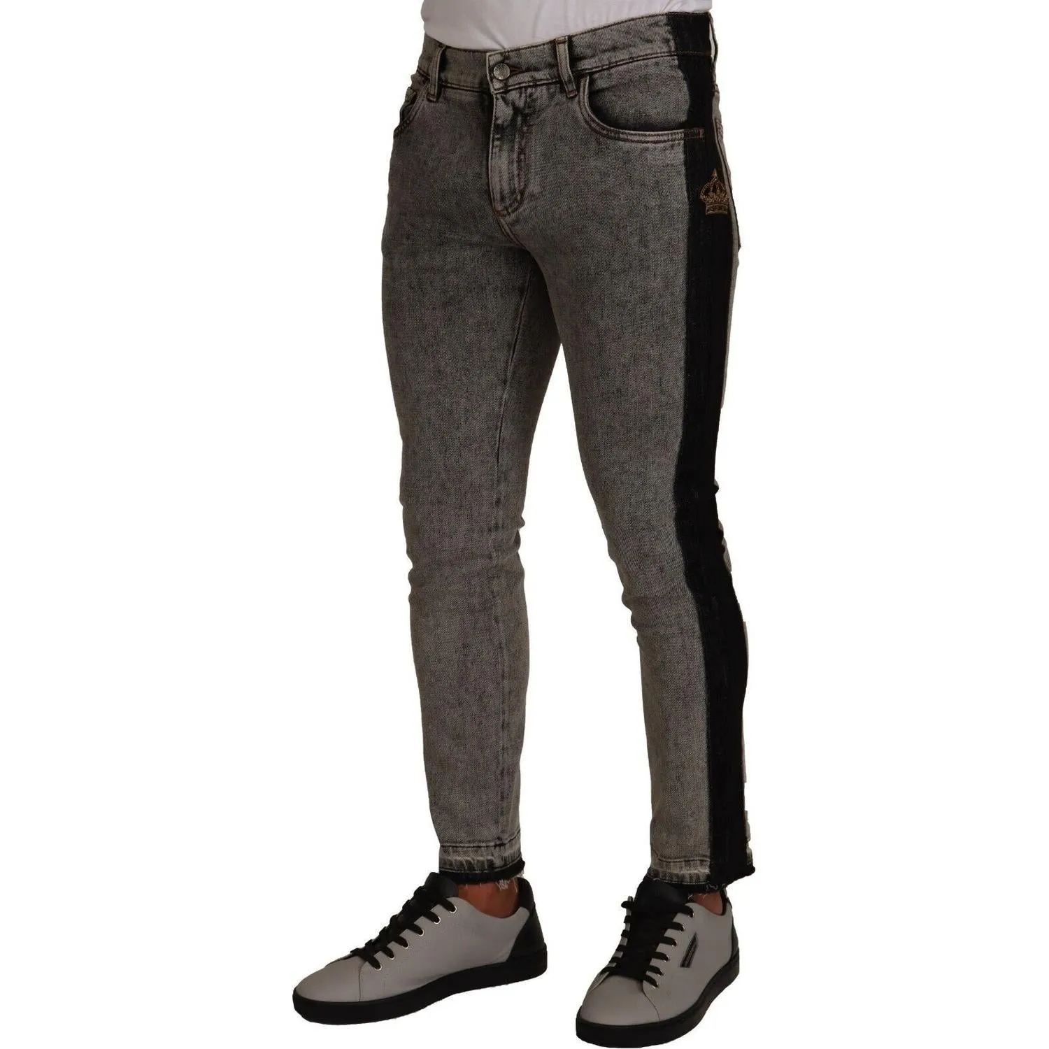 Dolce & Gabbana Chic Embellished Crown Skinny Jeans