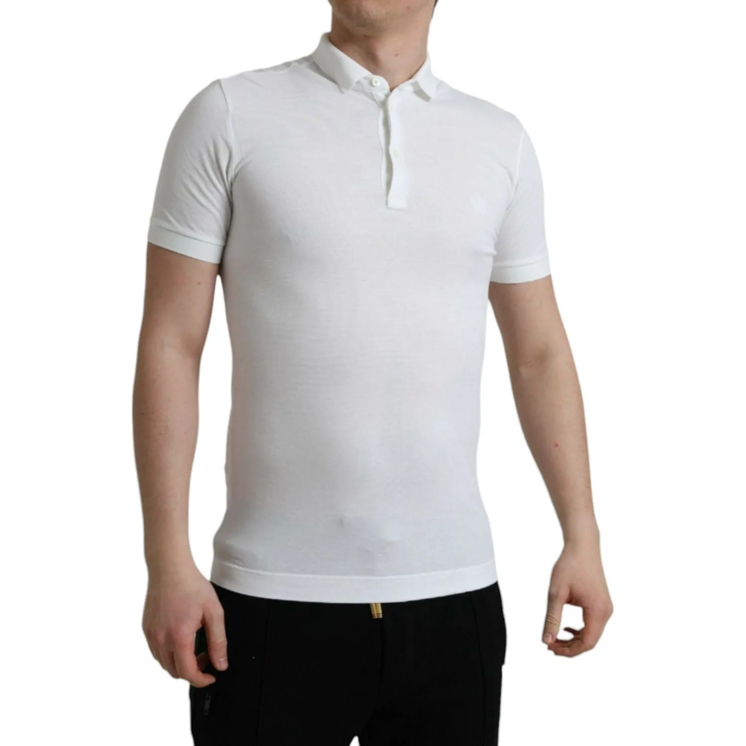 Dolce & Gabbana Crown Embroidered White Cotton Polo