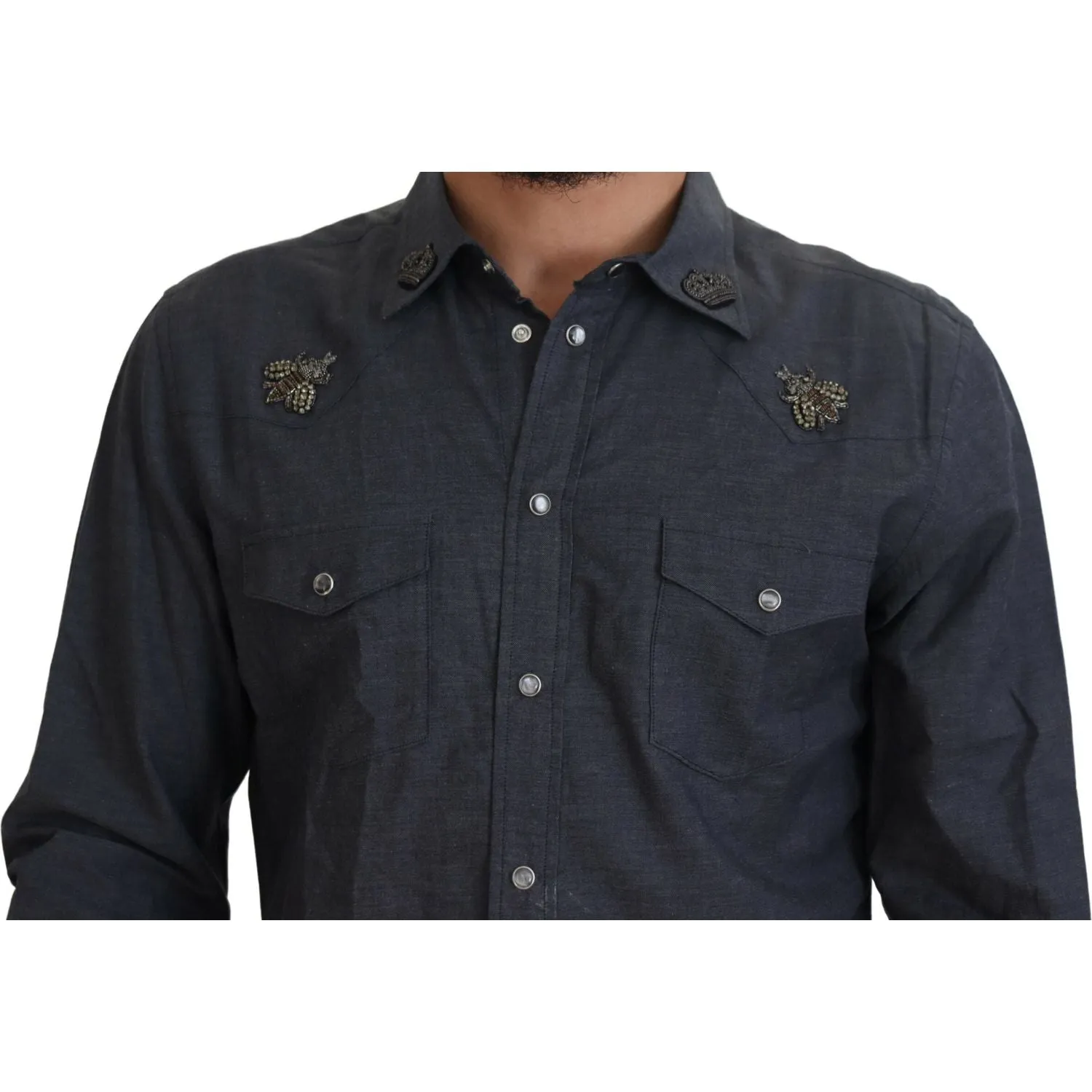 Dolce & Gabbana Elegant Slim-Fit Blue Denim Casual Shirt