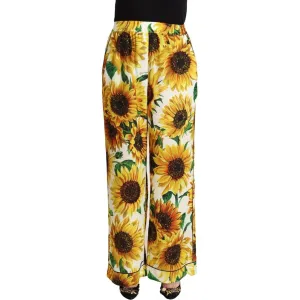 Dolce & Gabbana Elegant Sunflower Wide Leg Pants