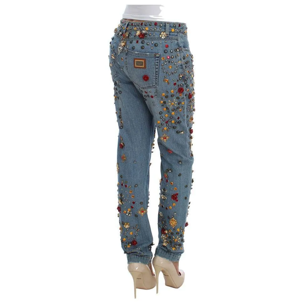 Dolce & Gabbana Enchanted Sicily Crystal Heart Boyfriend Jeans