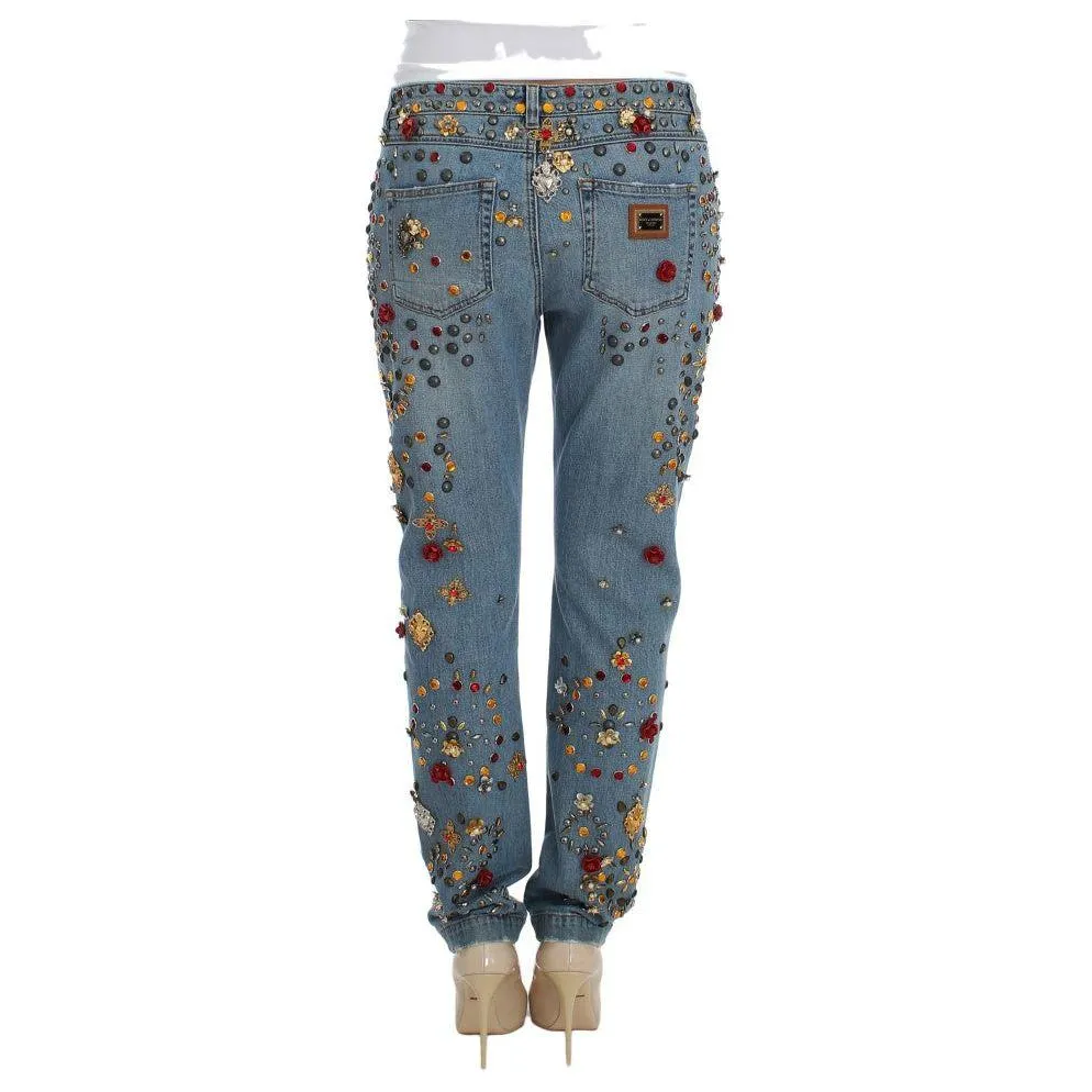 Dolce & Gabbana Enchanted Sicily Crystal Heart Boyfriend Jeans