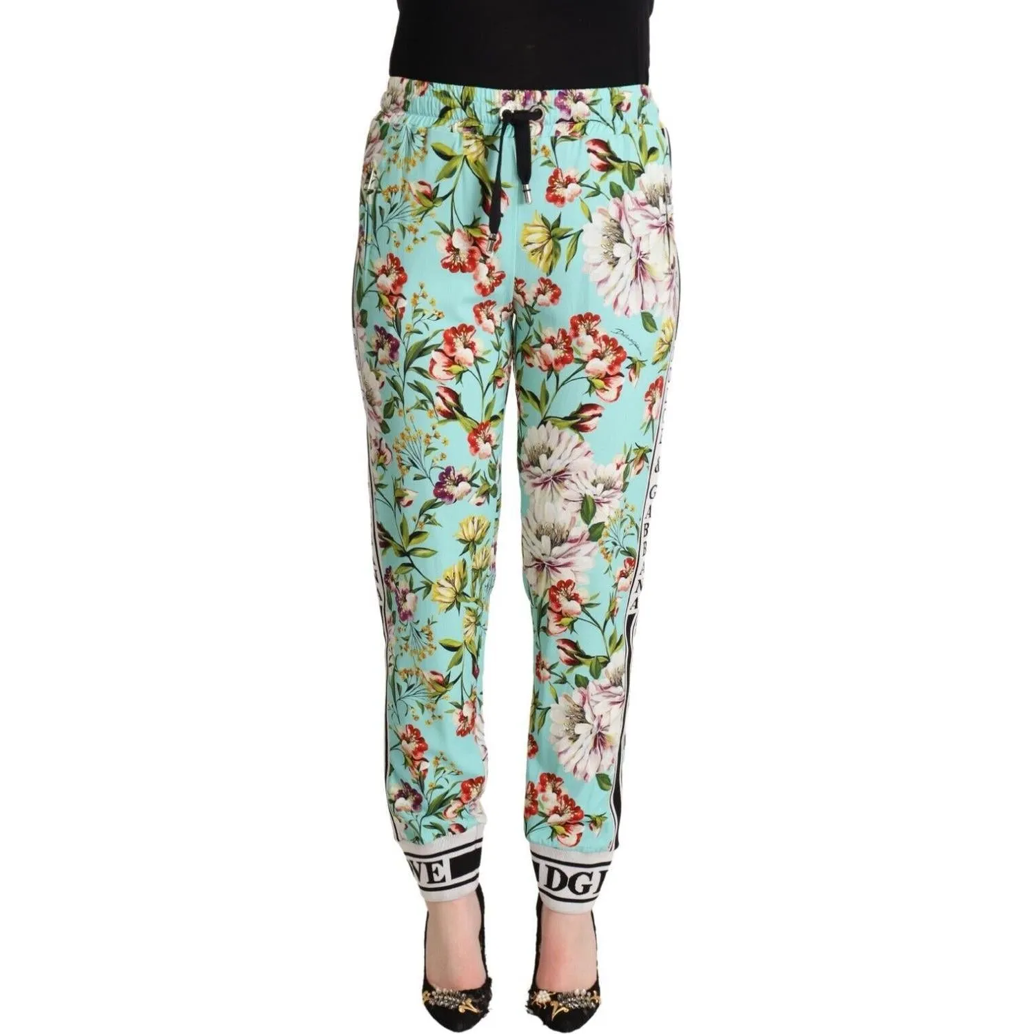 Dolce & Gabbana Floral Viscose Jogger Pants in Green