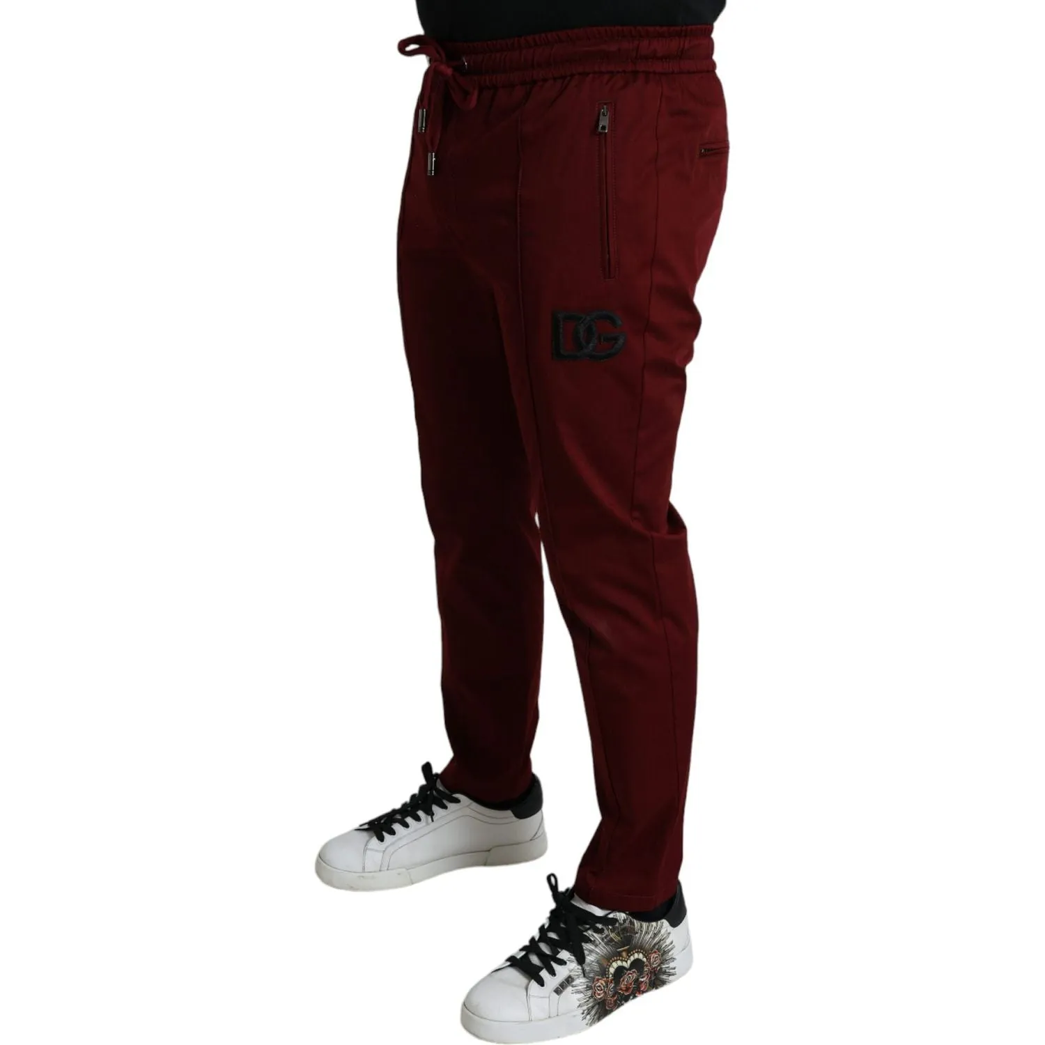 Dolce & Gabbana Maroon Cotton Stretch Jogger Pants