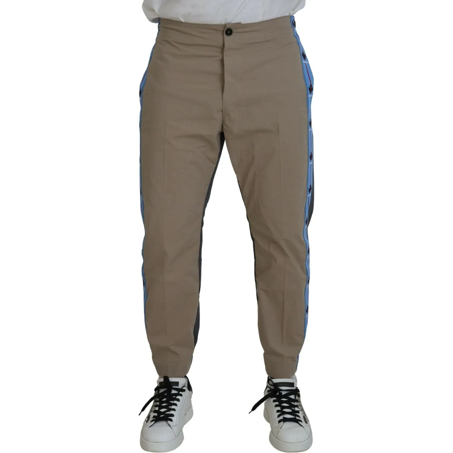 Dsquared² Cotton Brown Gray Two Tone Men Casual Pants