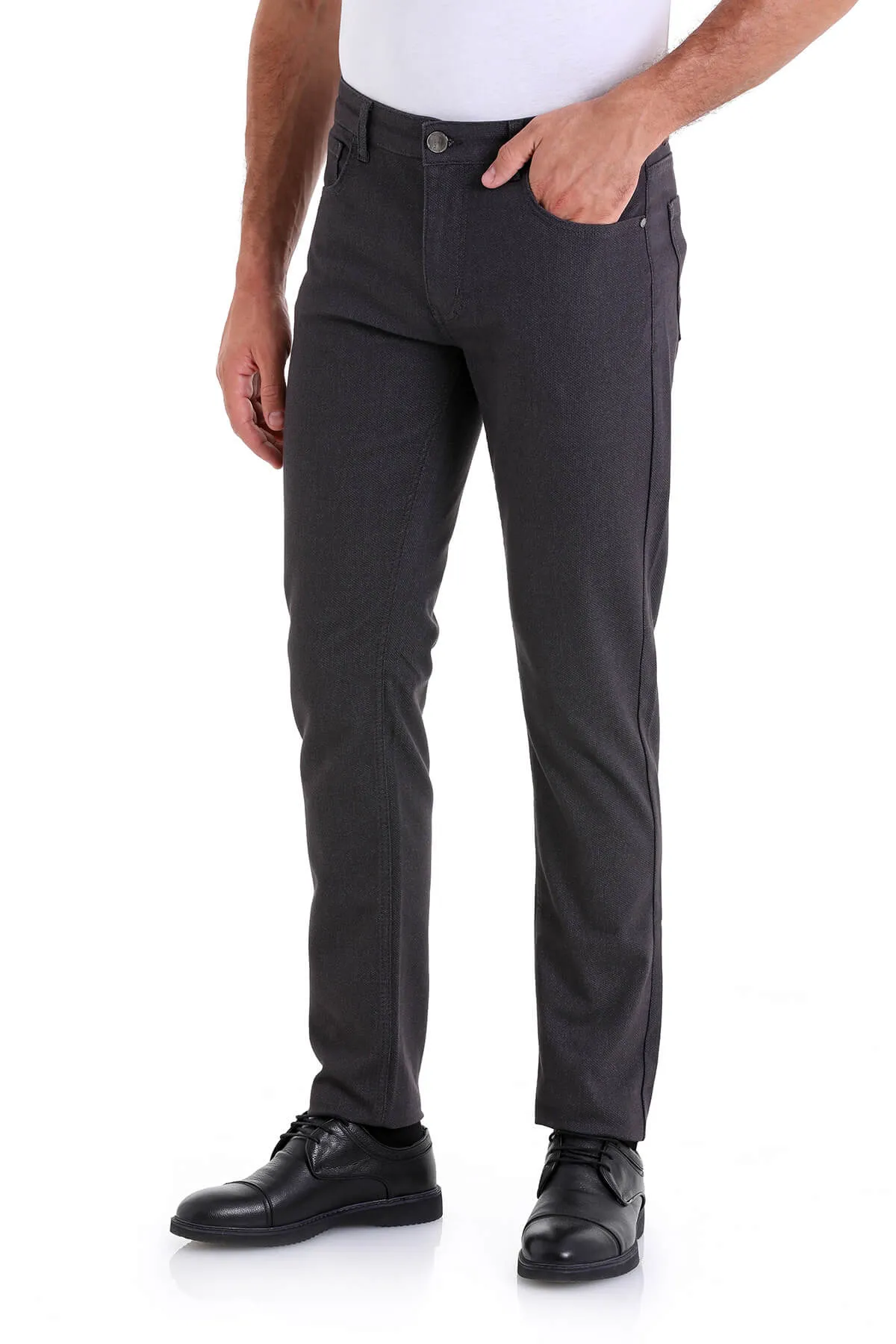 Dynamic Fit 5 Pocket Low Waist Cotton Gray Casual Pants