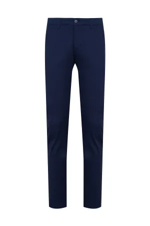 Dynamic Fit Side Pocket Low Waist Cotton Navy Casual Pants