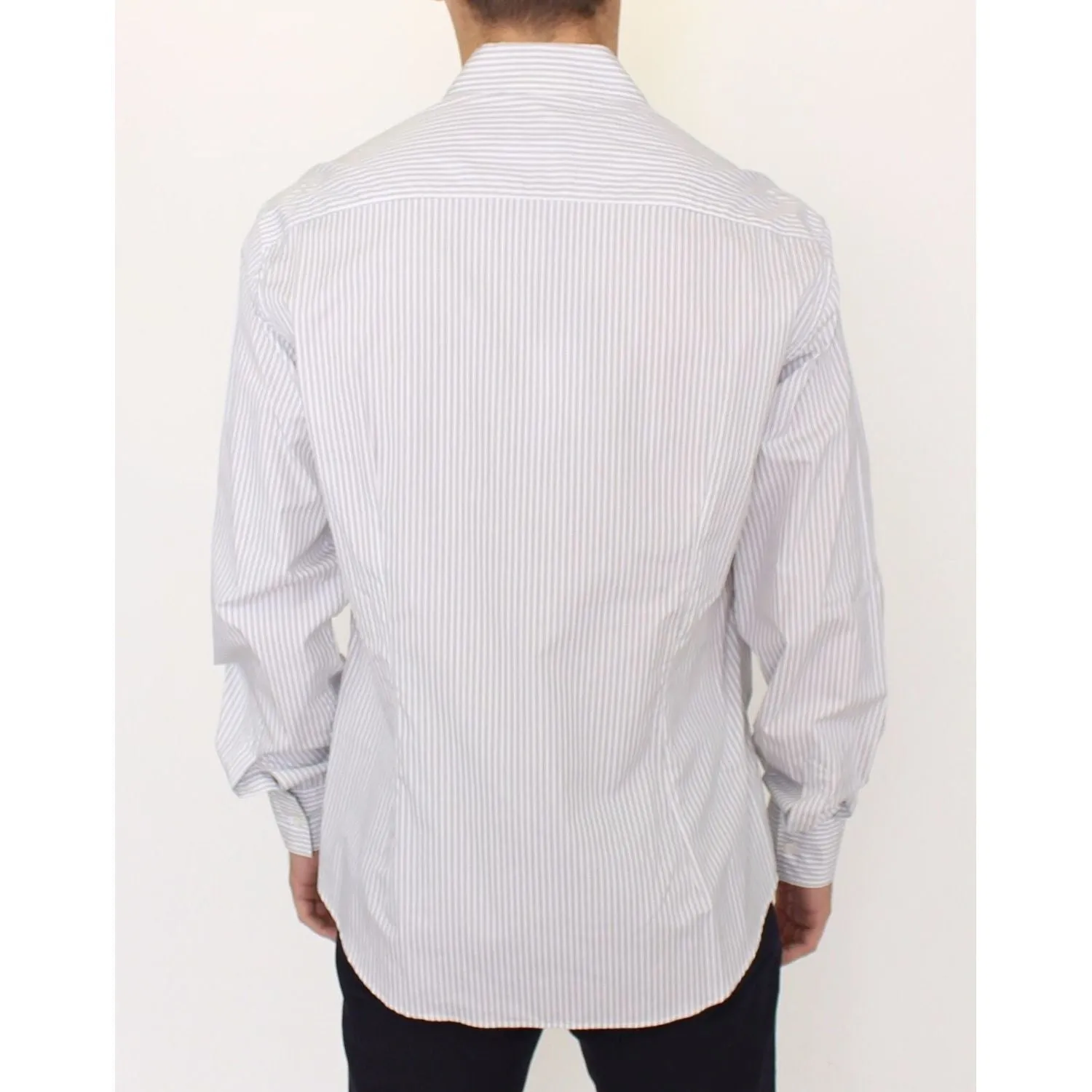 Ermanno Scervino Elegant White and Gray Striped Cotton Shirt