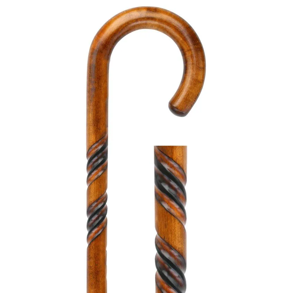 Exquisite Deluxe Cherry Stain: Spiral Tourist Handle Cane