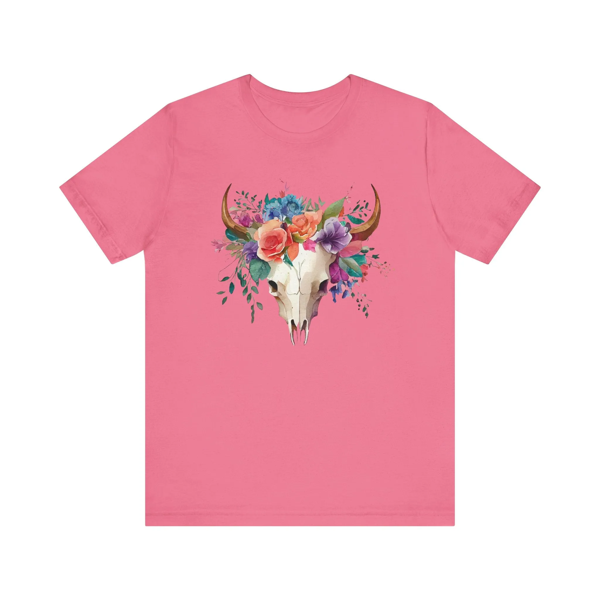 Flower Skull Western Unisex Jersey Short Sleeve Tee