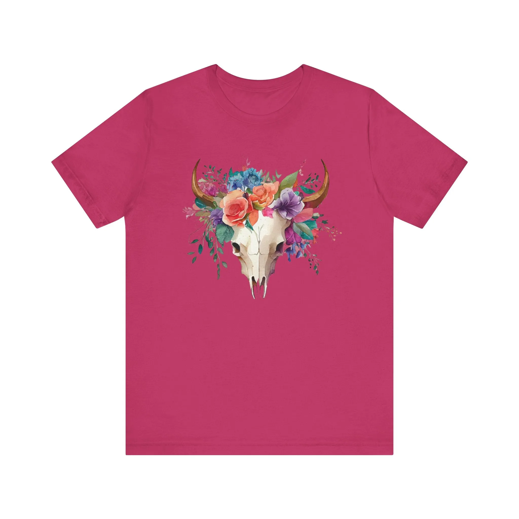 Flower Skull Western Unisex Jersey Short Sleeve Tee