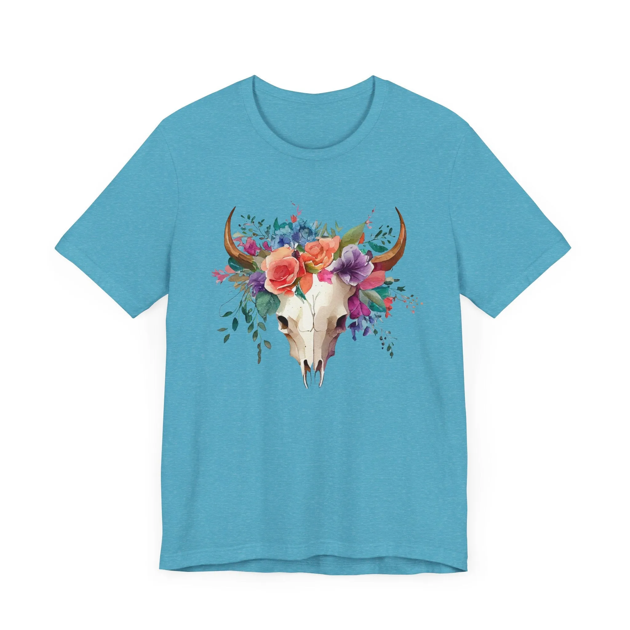 Flower Skull Western Unisex Jersey Short Sleeve Tee