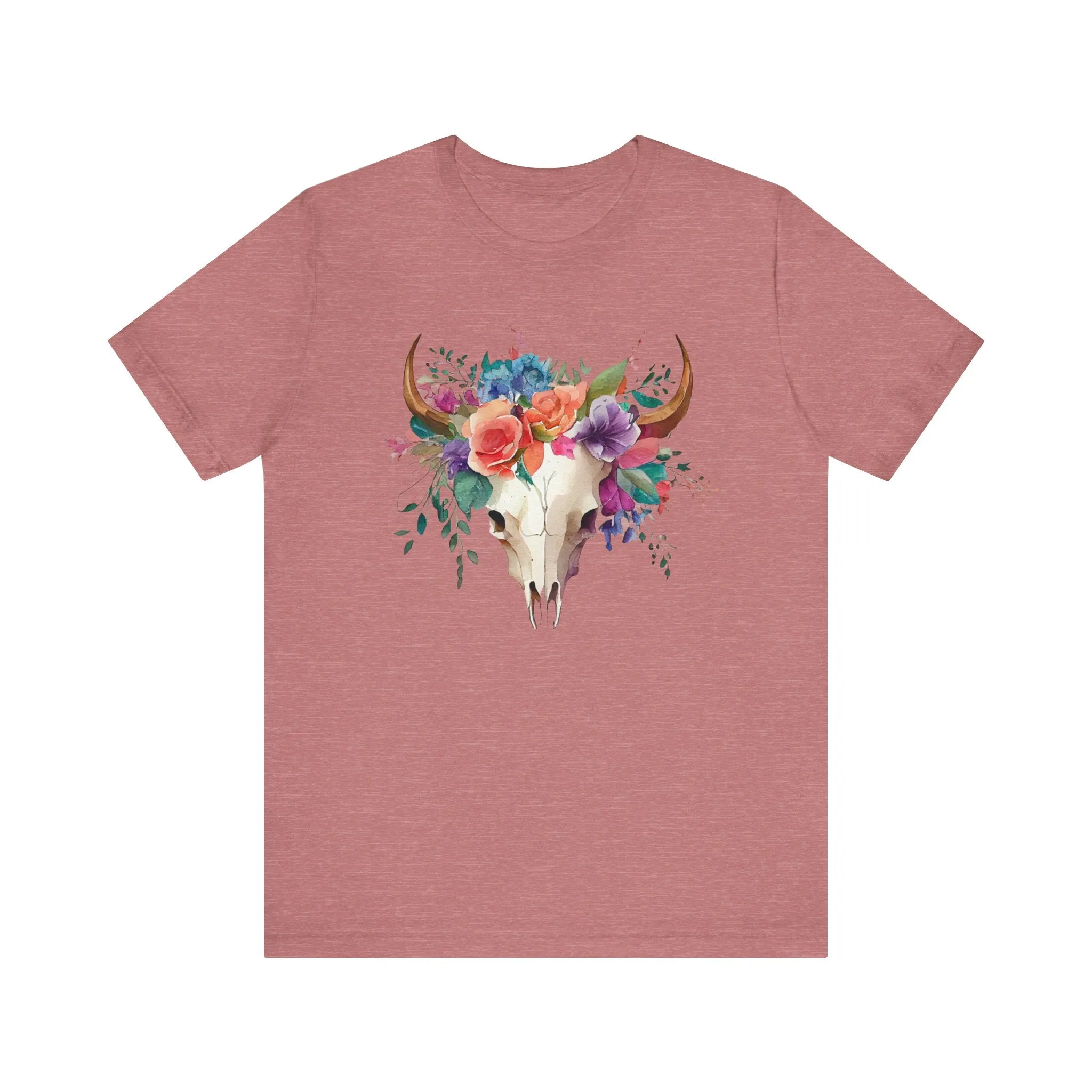 Flower Skull Western Unisex Jersey Short Sleeve Tee